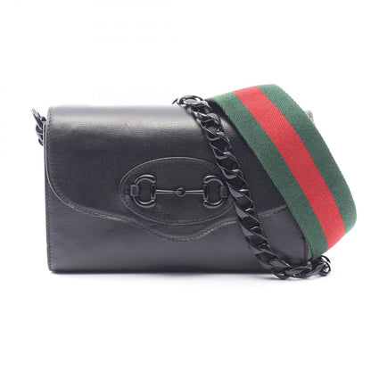 Gucci Shoulder Bag Horsebit 2-Way Black Leather