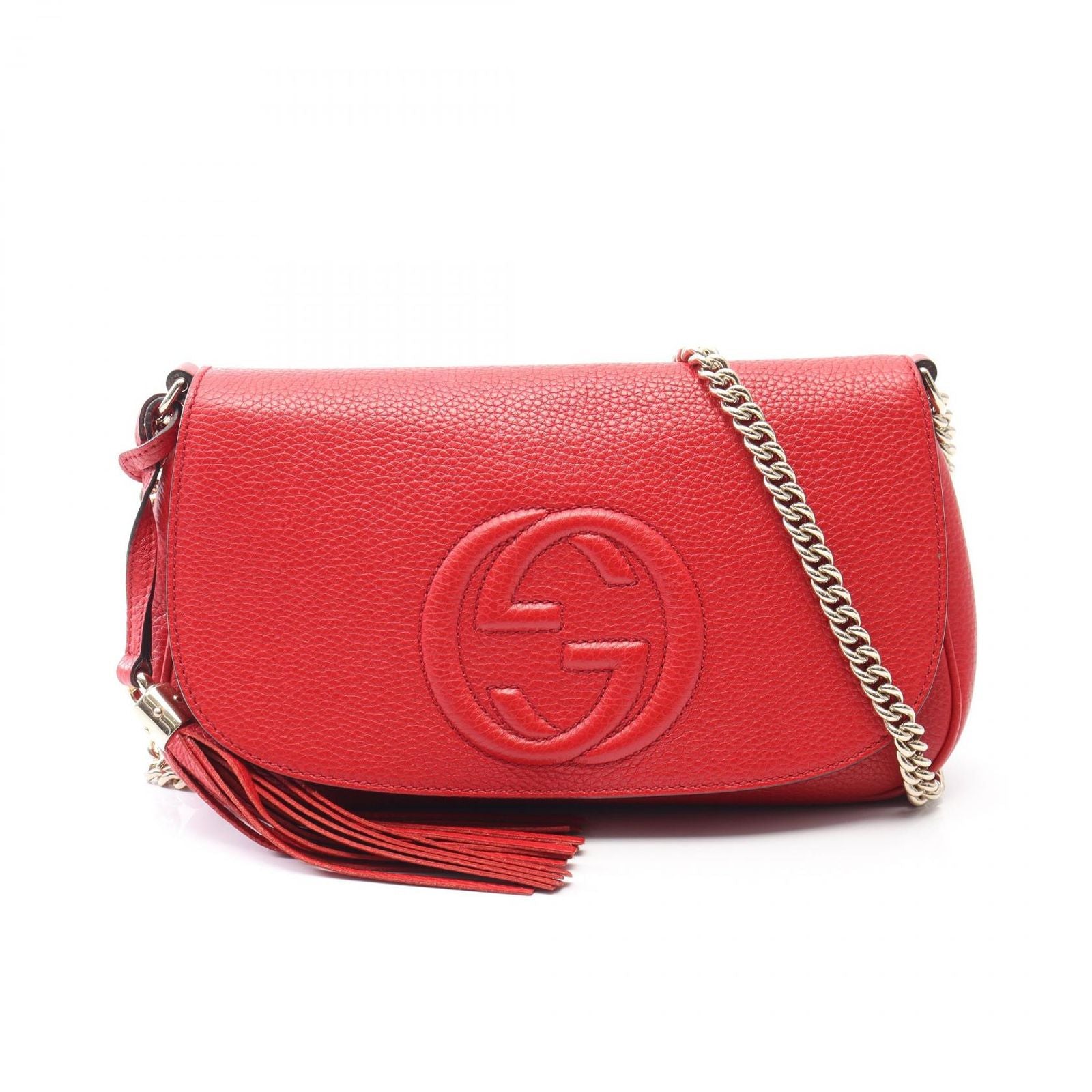 Gucci Shoulder Bag Soho Interlocking Red Leather Chain
