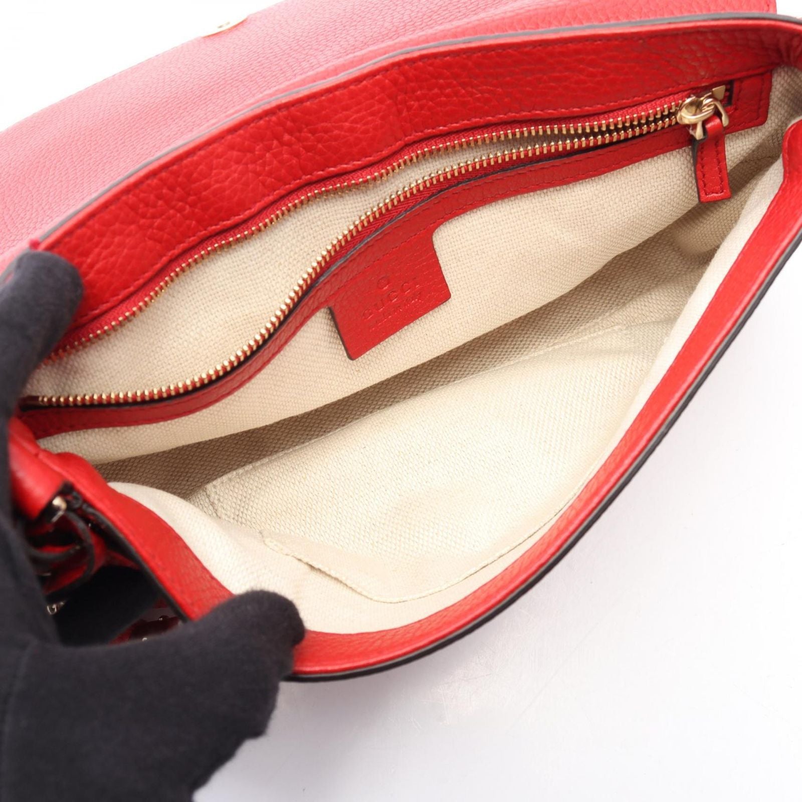 Gucci Shoulder Bag Soho Interlocking Red Leather Chain — view 3