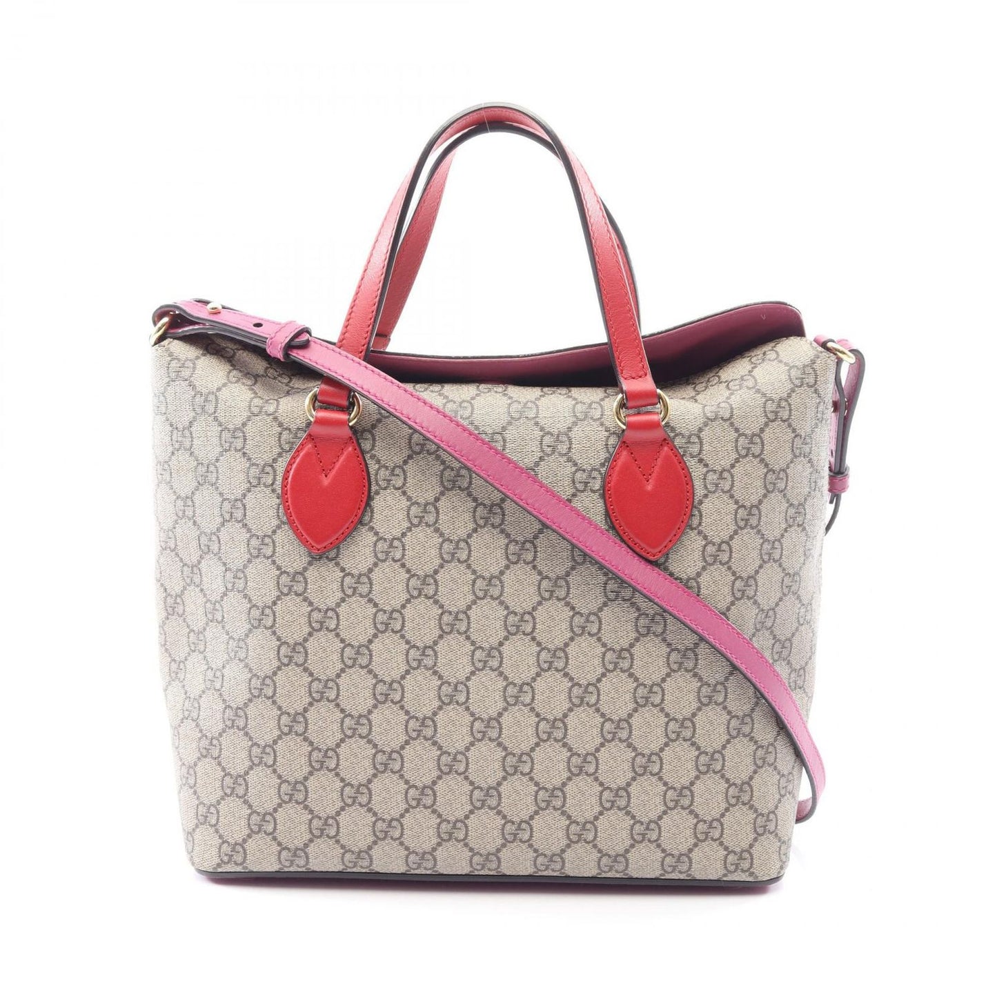 Gucci Handbag GG Supreme Beige Canvas Leather 2-Way