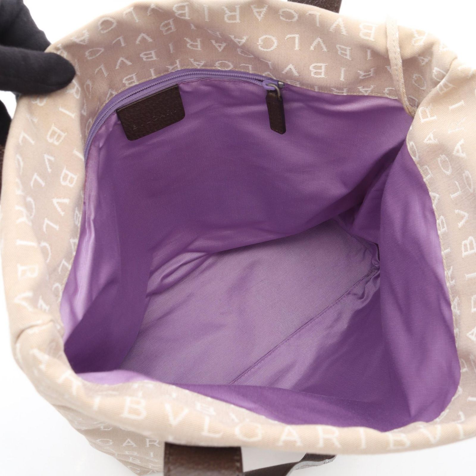 Bvlgari Tote Logo Mania Beige Brown Canvas Leather — view 3