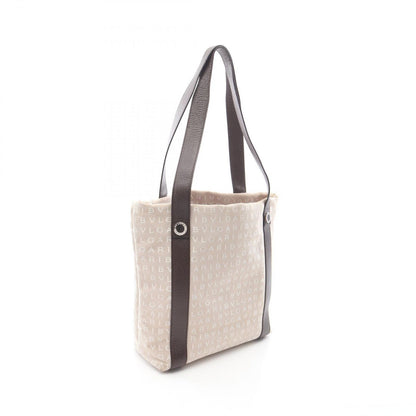 Bvlgari Tote Logo Mania Beige Brown Canvas Leather — view 2