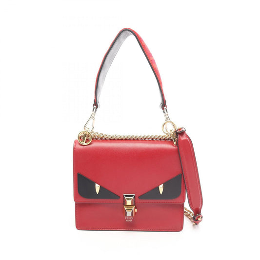 Fendi Shoulder Bag Canai Monster 2-Way Red Black Leather Montstar Chain