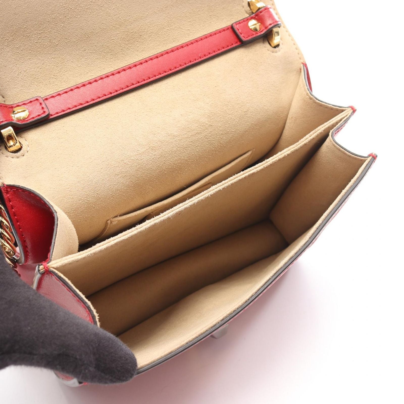 Fendi Shoulder Bag Canai Monster 2-Way Red Black Leather Montstar Chain — view 3