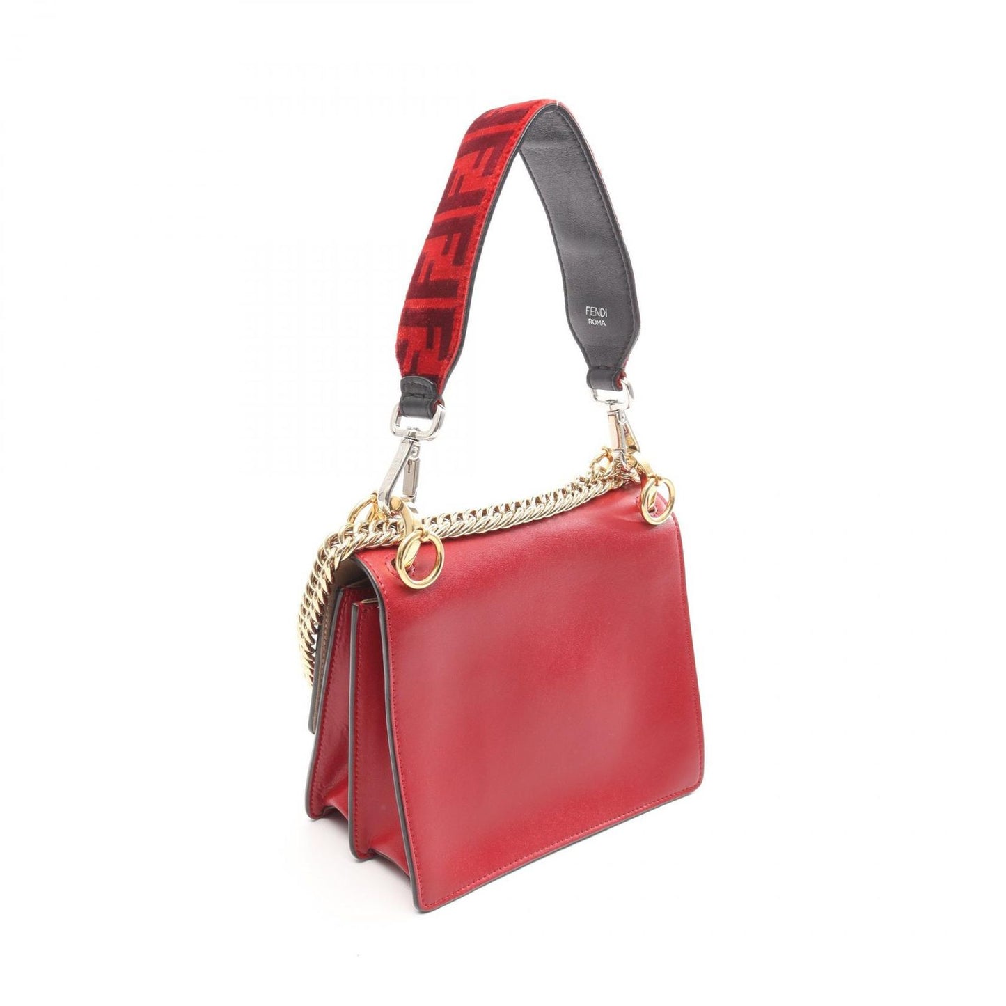 Fendi Shoulder Bag Canai Monster 2-Way Red Black Leather Montstar Chain — view 2
