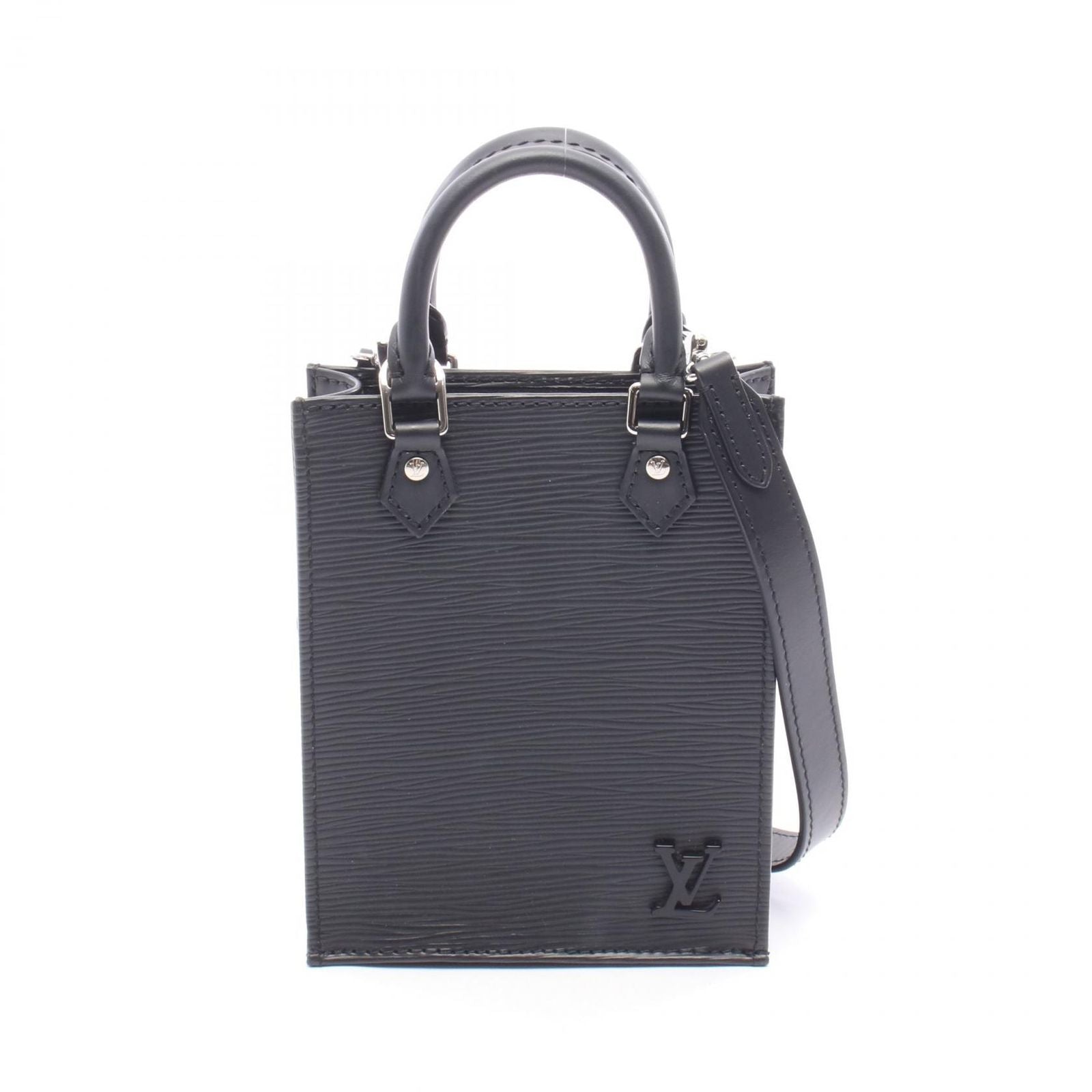 Louis Vuitton Handbag Sac Plat Epi Noir 2-Way Leather Petite