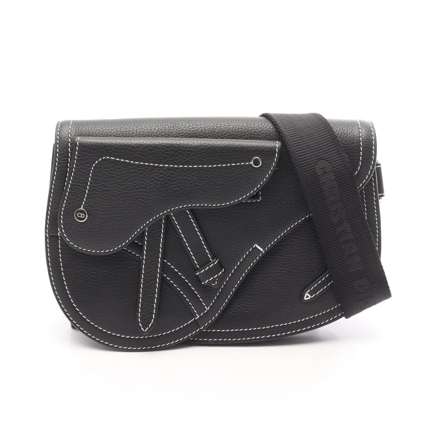 Dior Shoulder Bag Saddle Pouch Black Leather