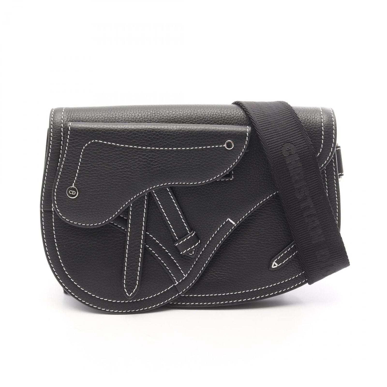 Dior Shoulder Bag Saddle Pouch Black Leather