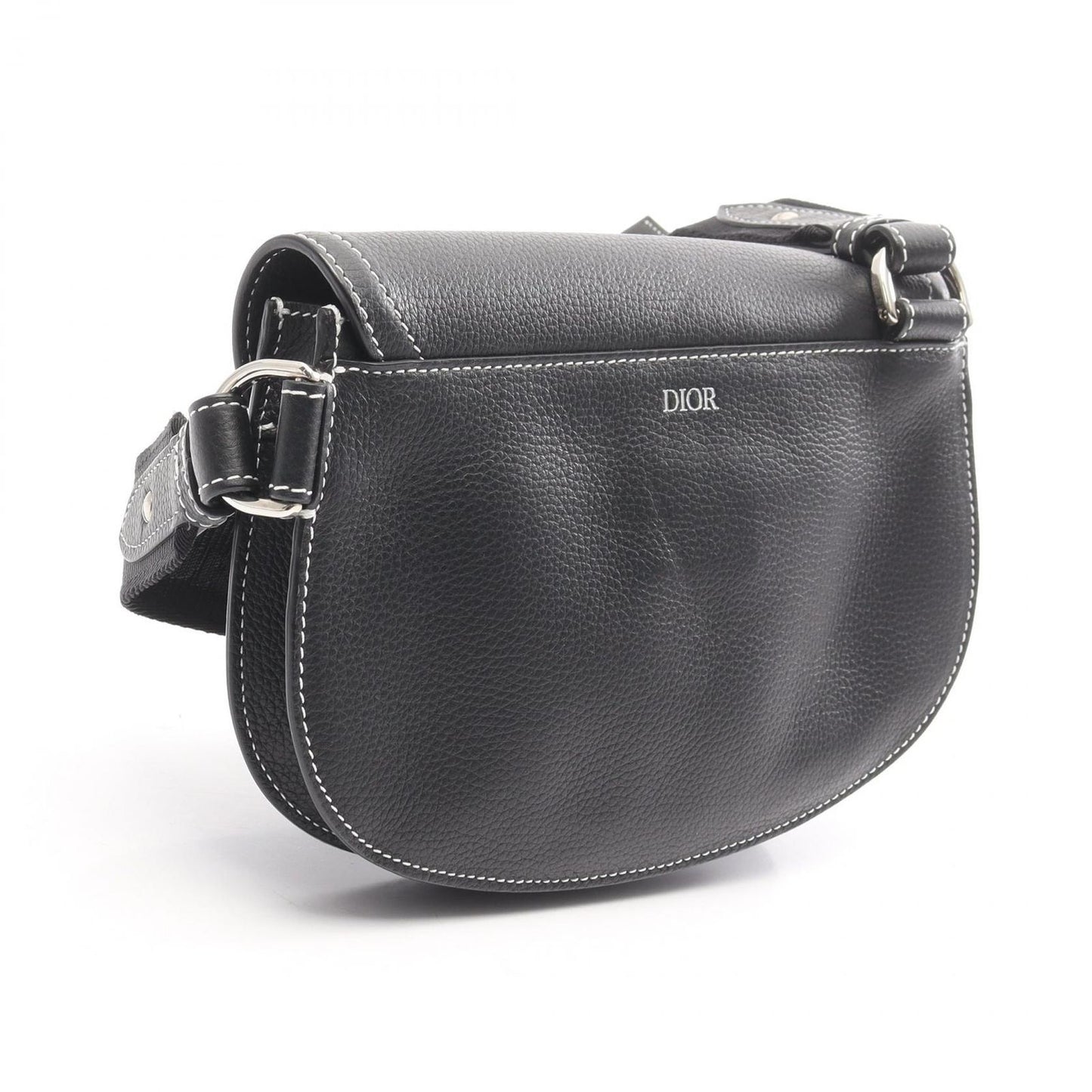Dior Shoulder Bag Saddle Pouch Black Leather — view 2