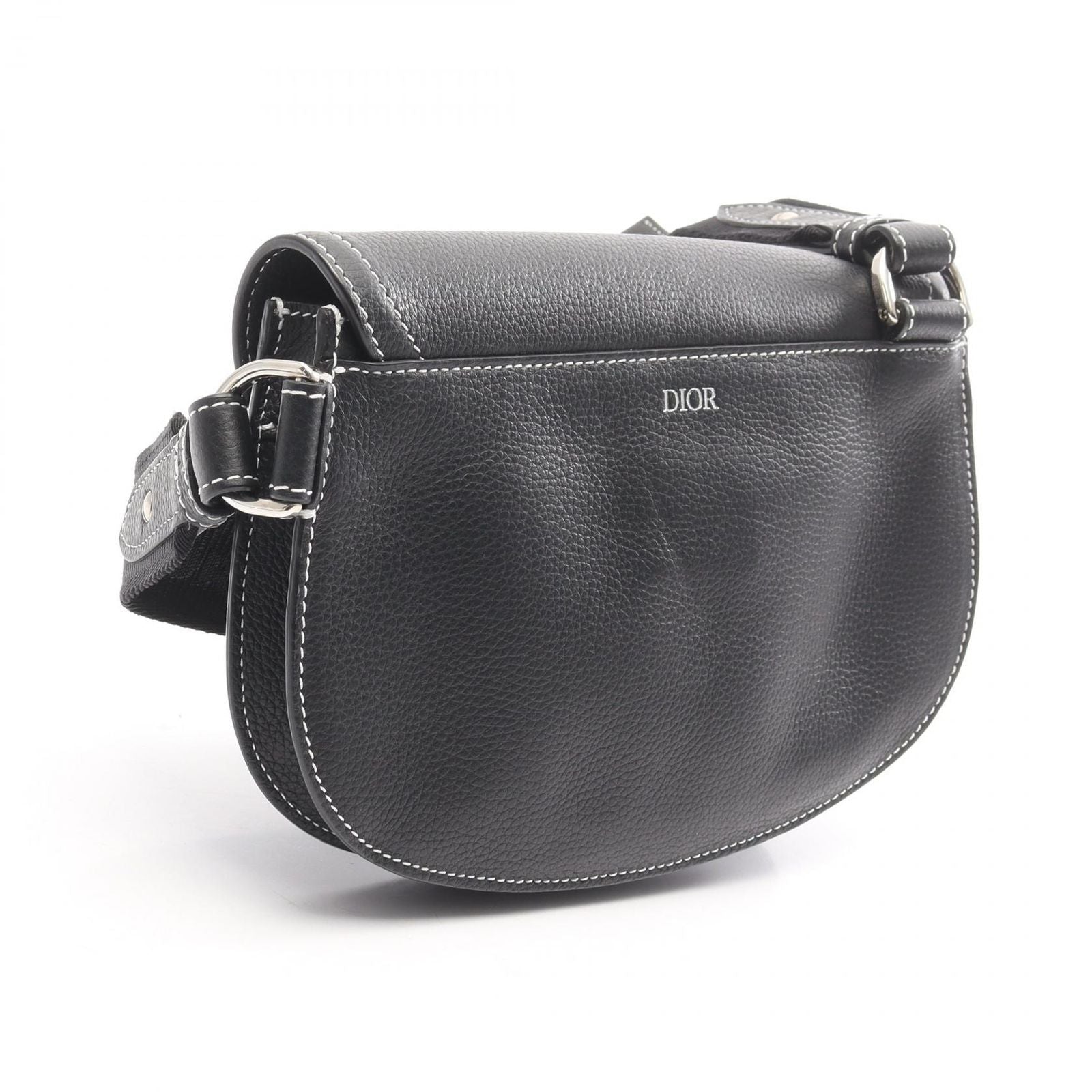 Dior Shoulder Bag Saddle Pouch Black Leather — view 2