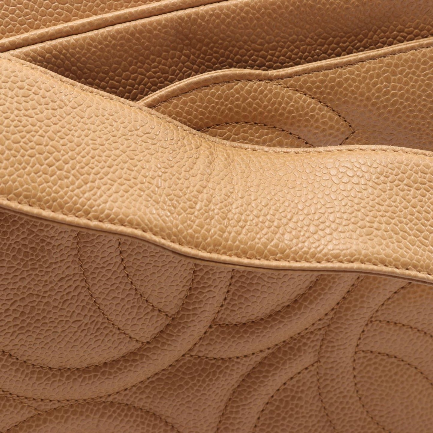 Chanel Shoulder Bag Triple CC Logo Beige Caviar Leather Coco — view 9