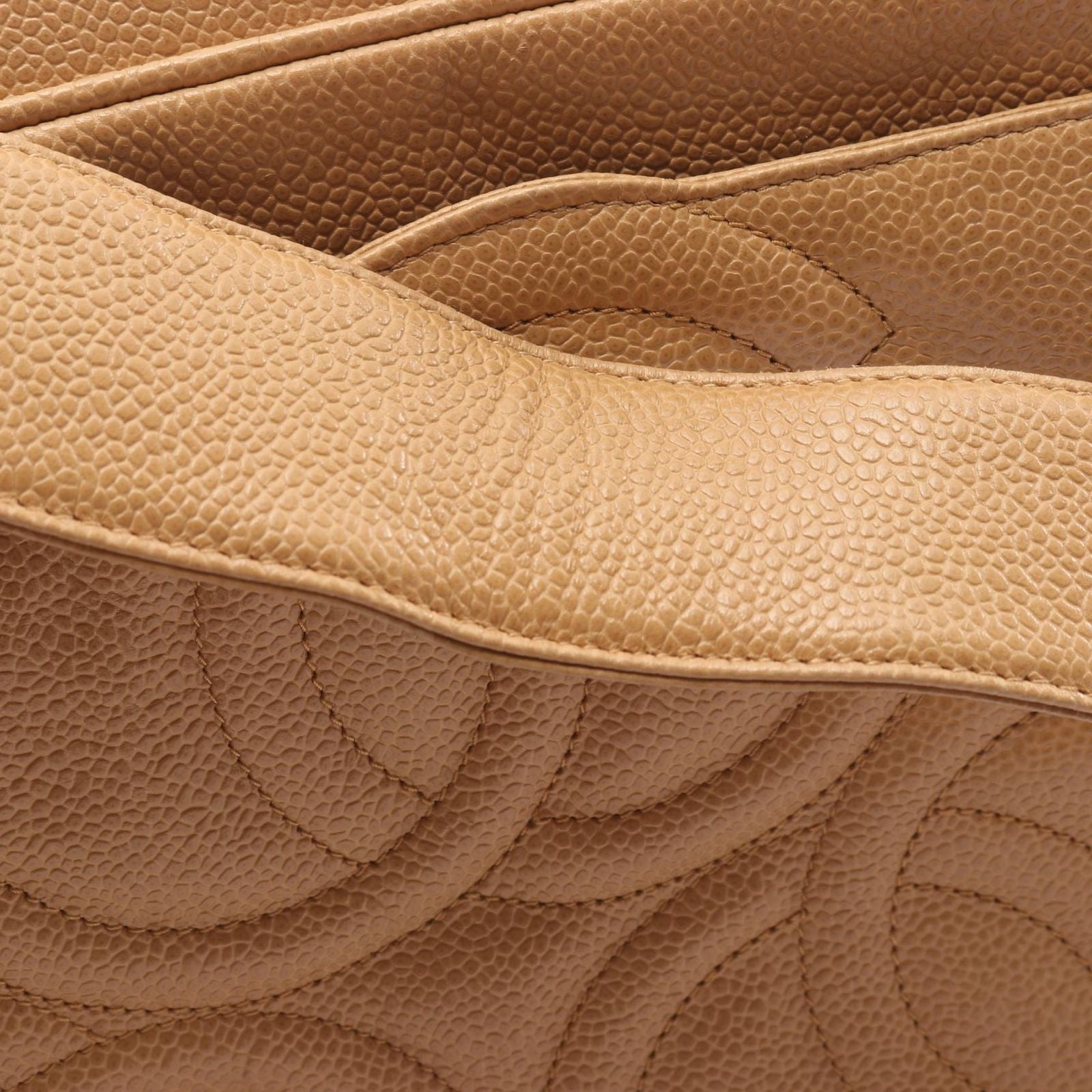 Chanel Shoulder Bag Triple CC Logo Beige Caviar Leather Coco — view 9