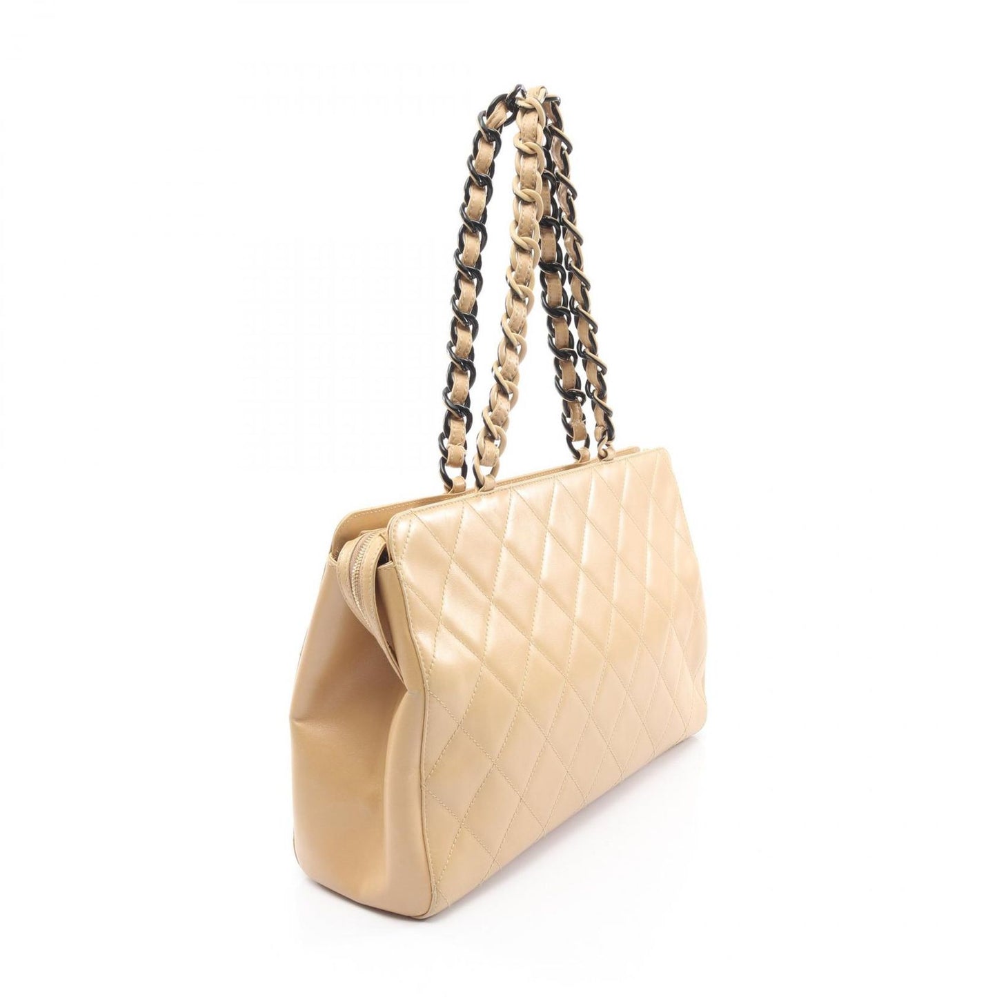 Chanel Tote Quilted Platinum Beige Lambskin Shoulder — view 2