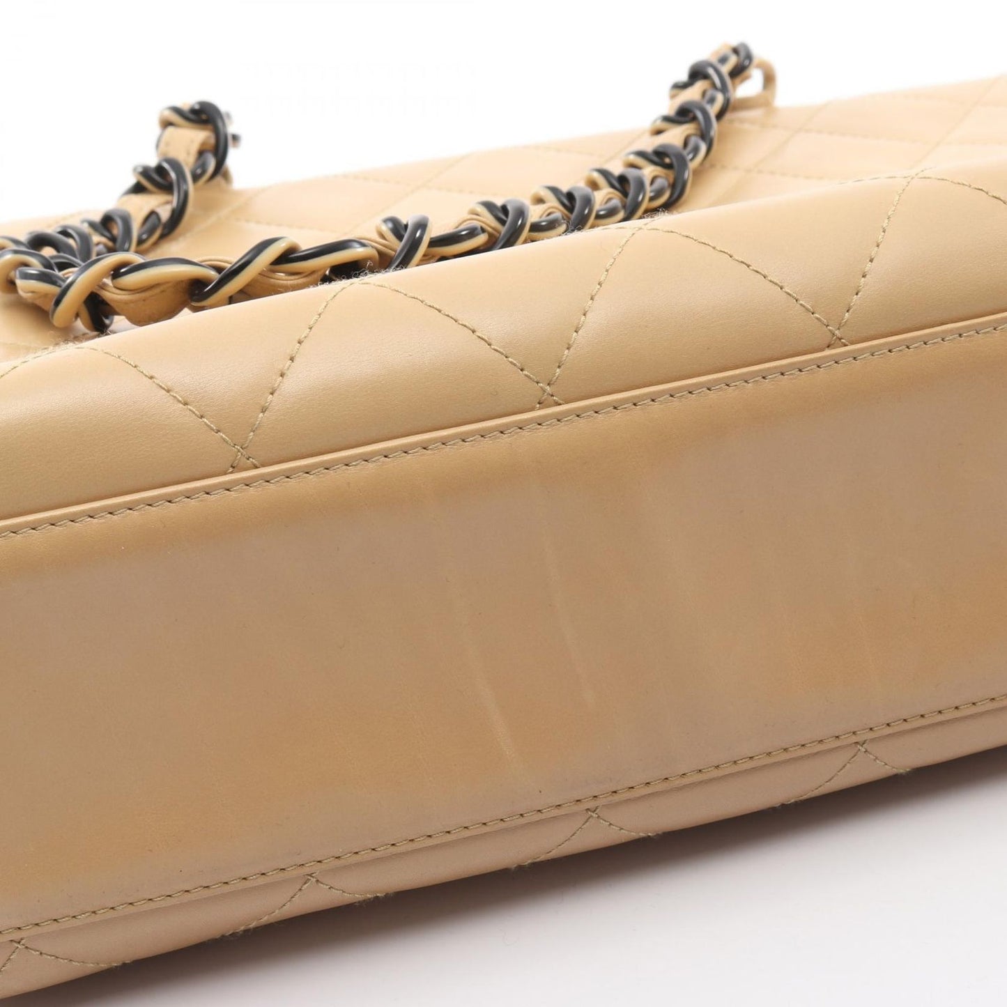 Chanel Tote Quilted Platinum Beige Lambskin Shoulder — view 9