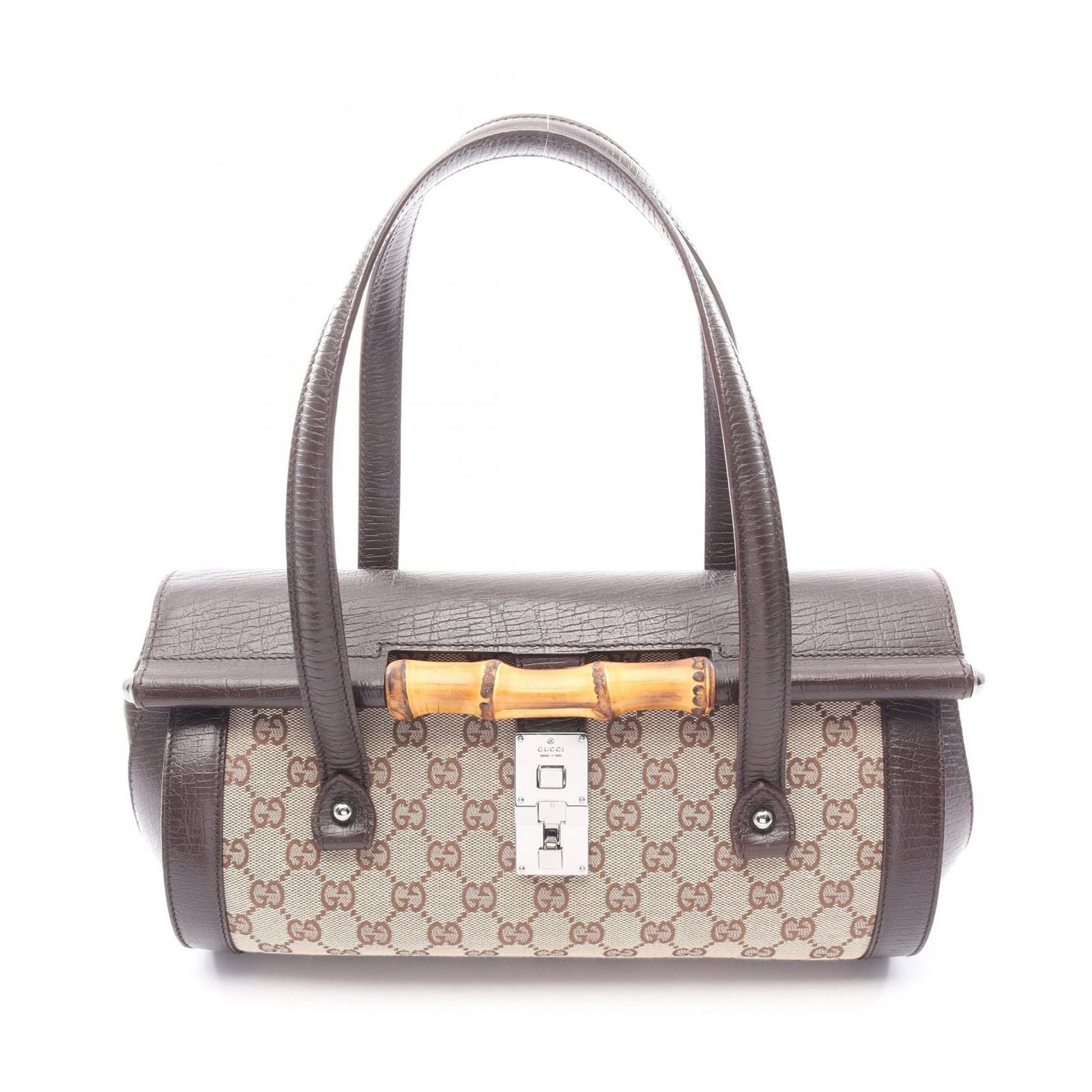 Gucci Handbag Bamboo GG Canvas Beige Brown