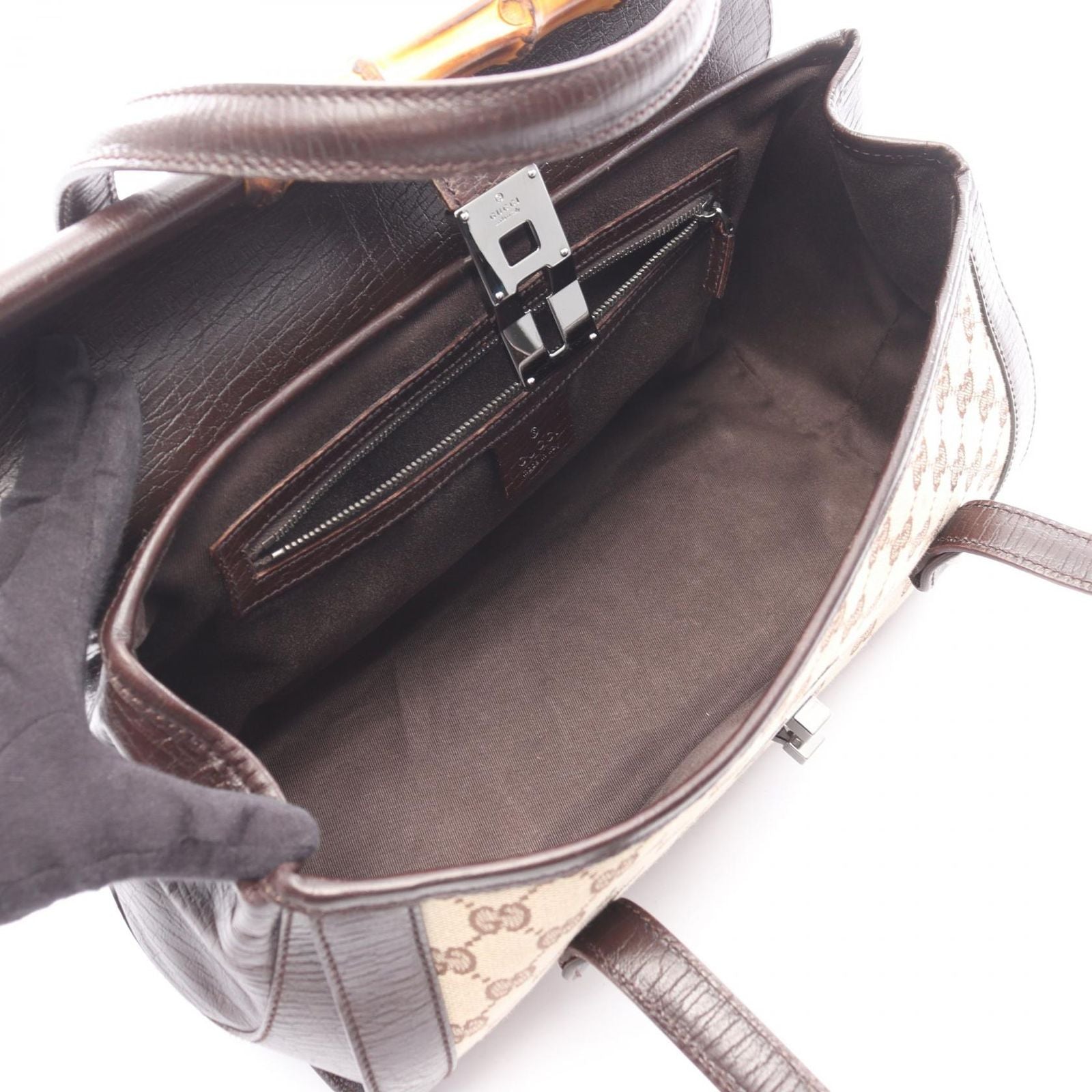 Gucci Handbag Bamboo GG Canvas Beige Brown — view 3