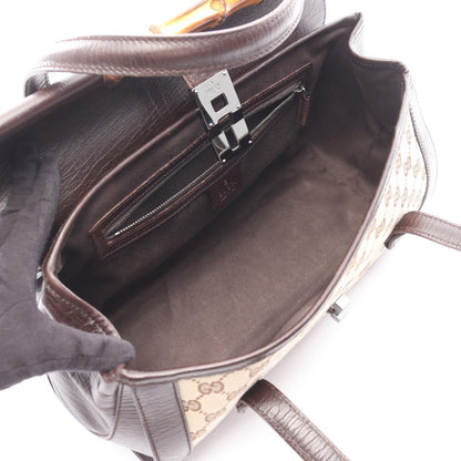 Gucci Handbag Bamboo GG Canvas Beige Brown — view 3