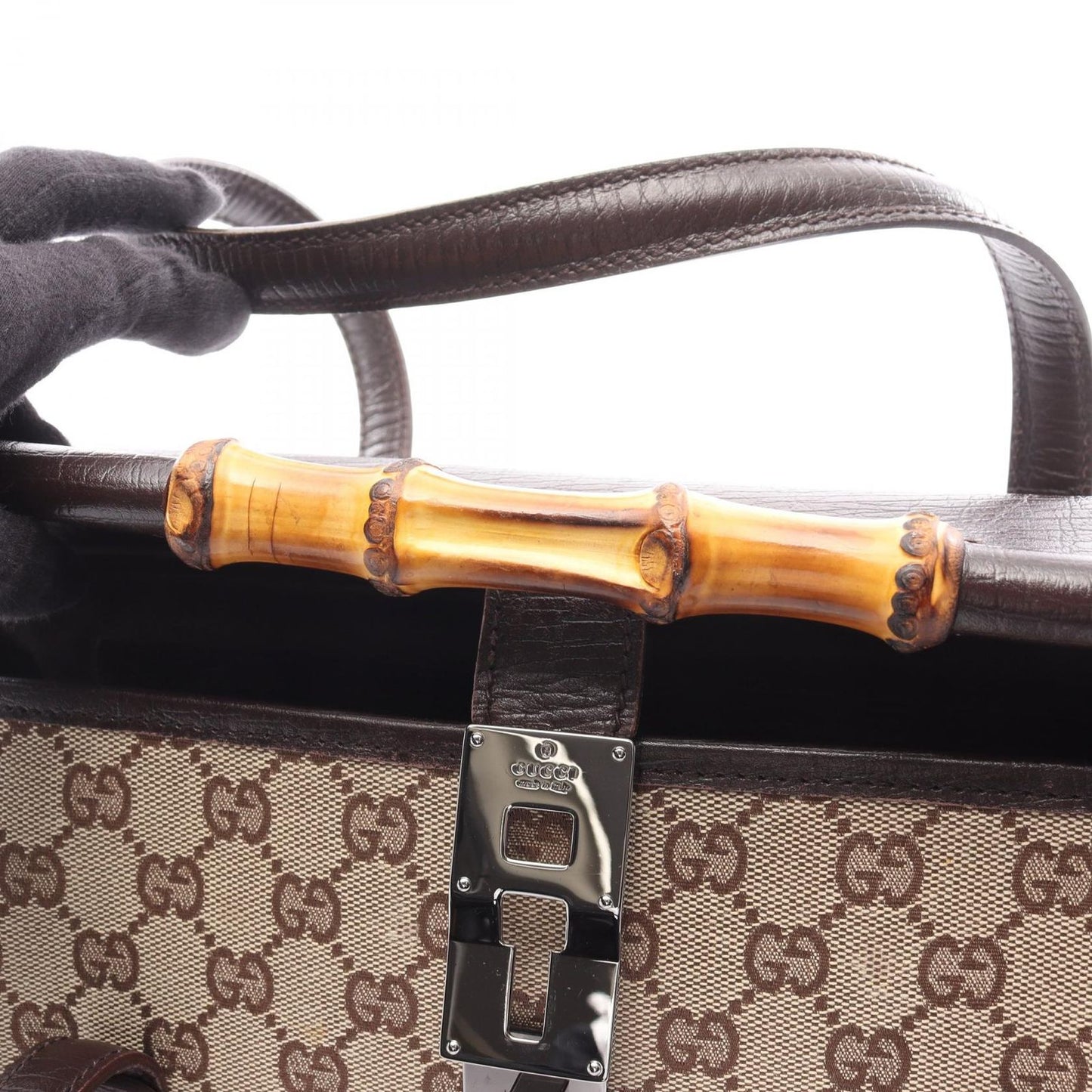 Gucci Handbag Bamboo GG Canvas Beige Brown — view 5