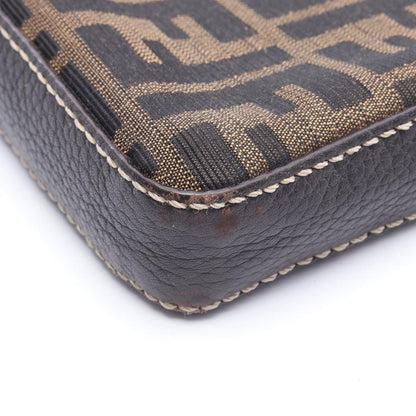 Fendi Shoulder Bag Selleria Zucca Brown Canvas Leather — view 6