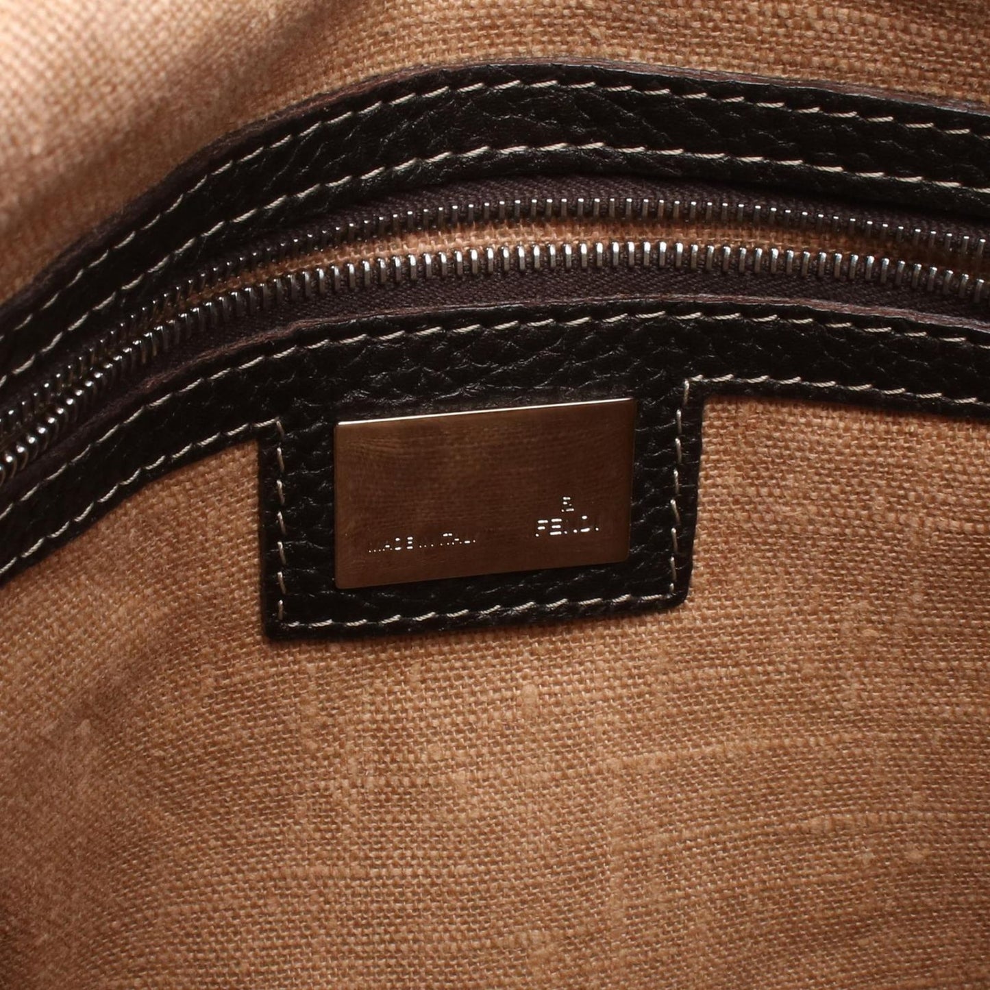 Fendi Shoulder Bag Selleria Zucca Brown Canvas Leather — view 4