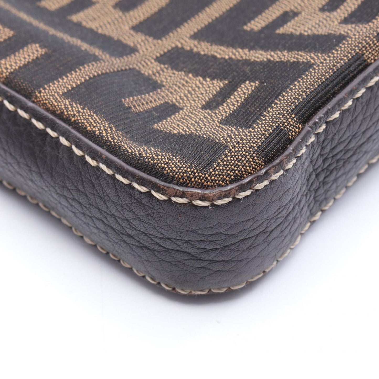 Fendi Shoulder Bag Selleria Zucca Brown Canvas Leather — view 5