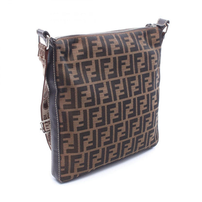 Fendi Shoulder Bag Selleria Zucca Brown Canvas Leather — view 2