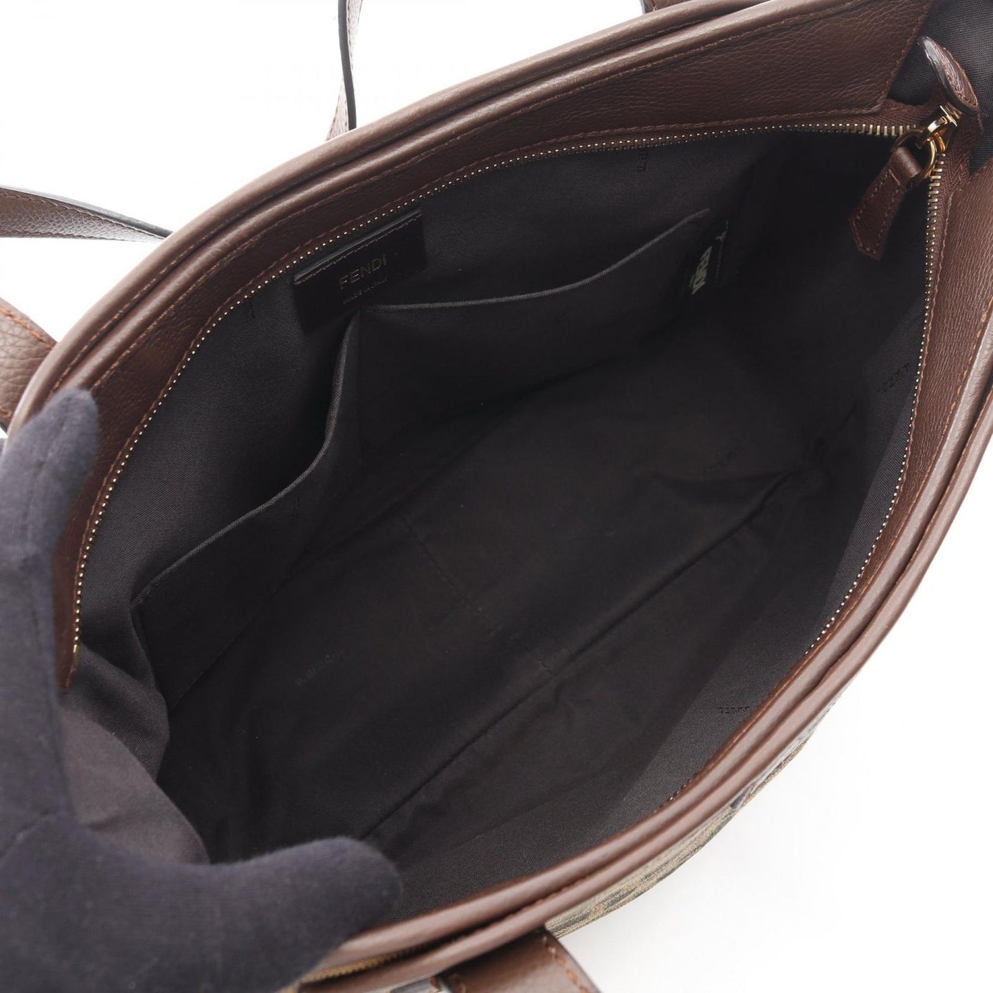 Fendi Tote Zucca Brown Canvas Leather — view 3