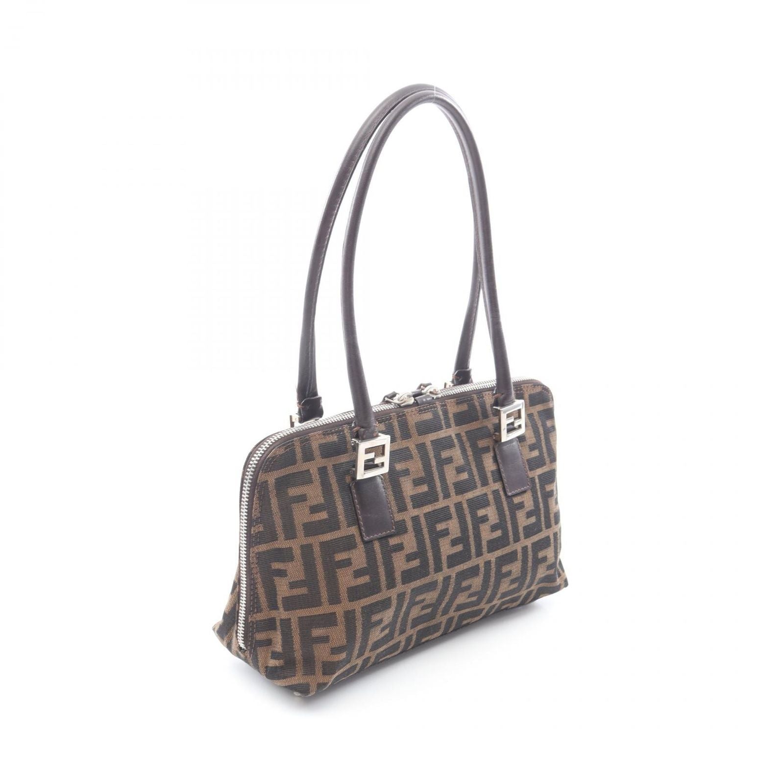 Fendi Handbag Zucca Brown Canvas Leather — view 2