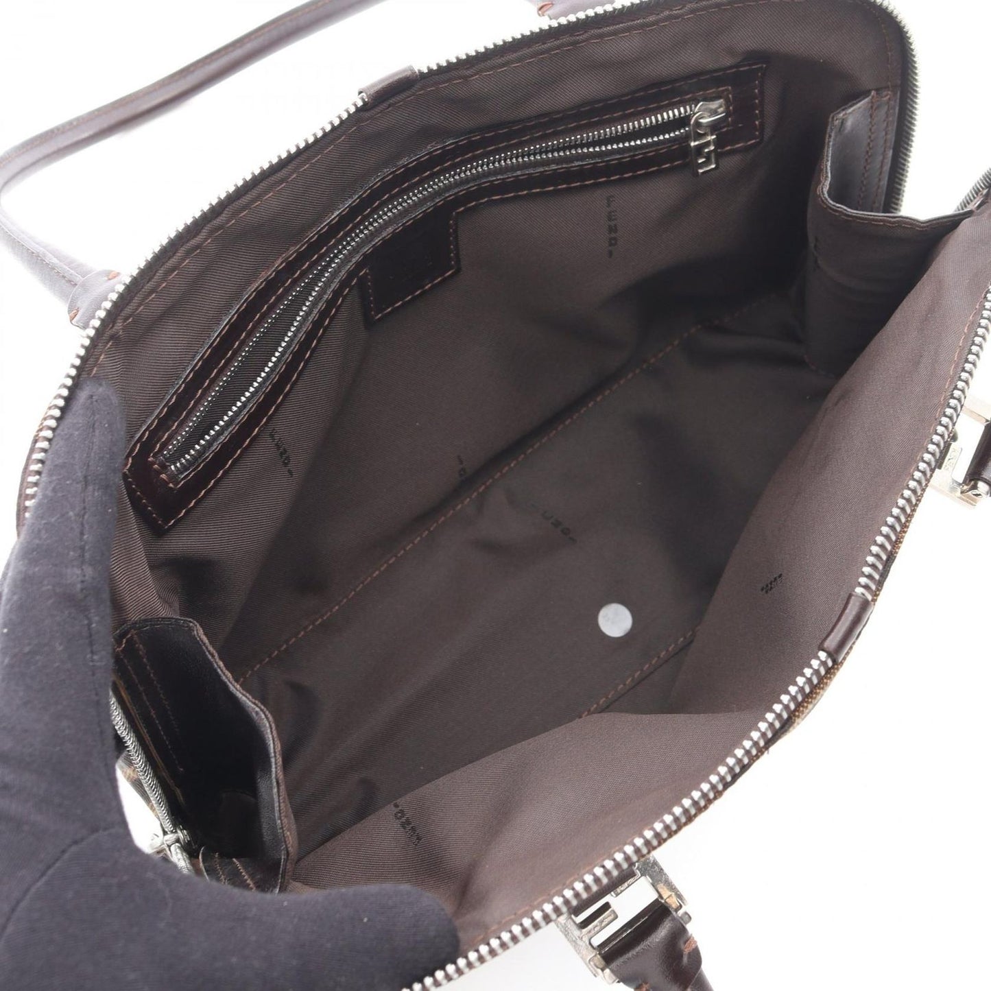 Fendi Handbag Zucca Brown Canvas Leather — view 3