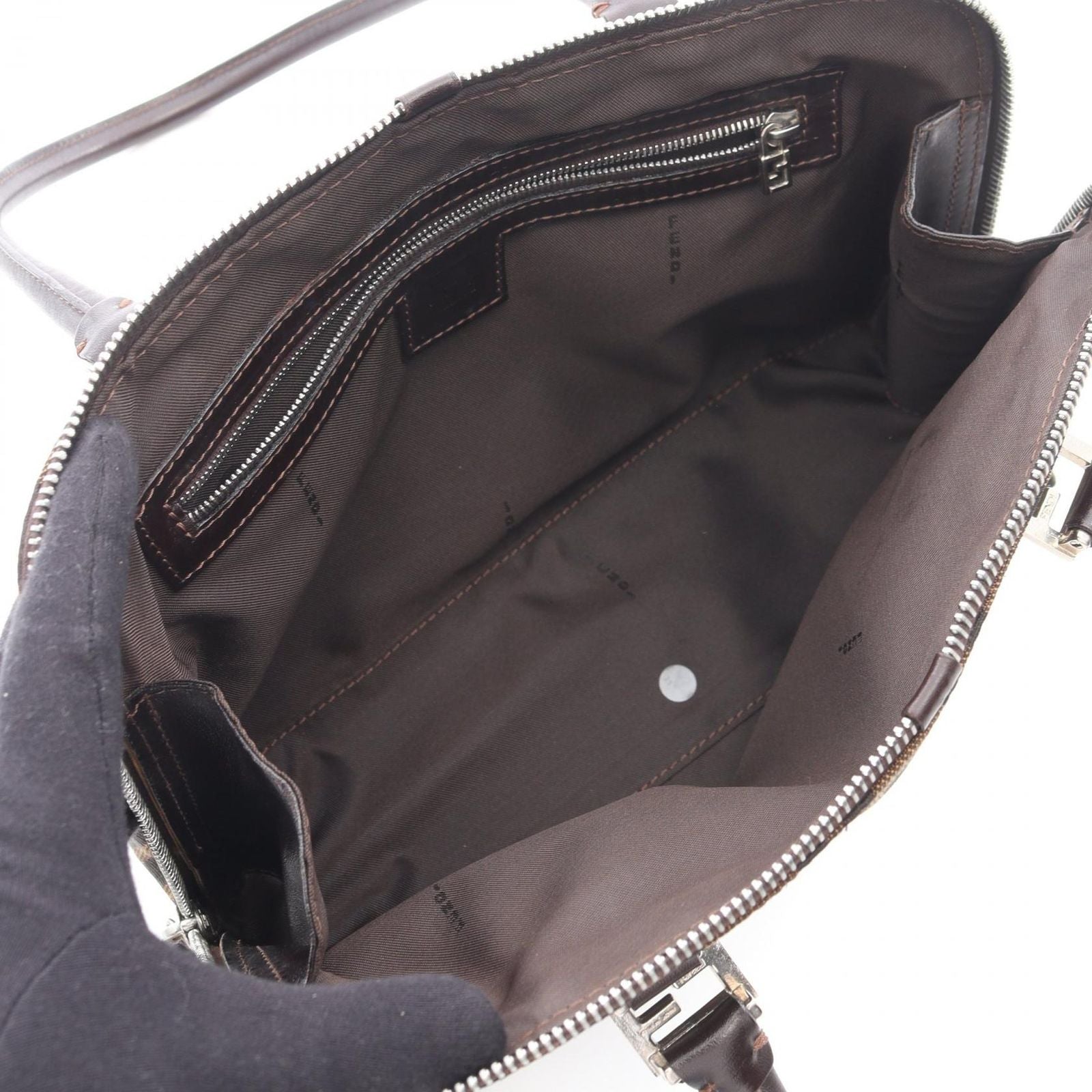 Fendi Handbag Zucca Brown Canvas Leather — view 3