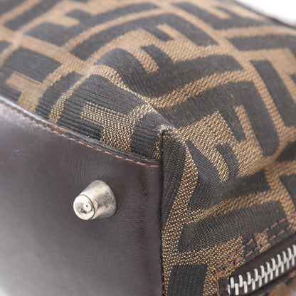 Fendi Handbag Zucca Brown Canvas Leather — view 9