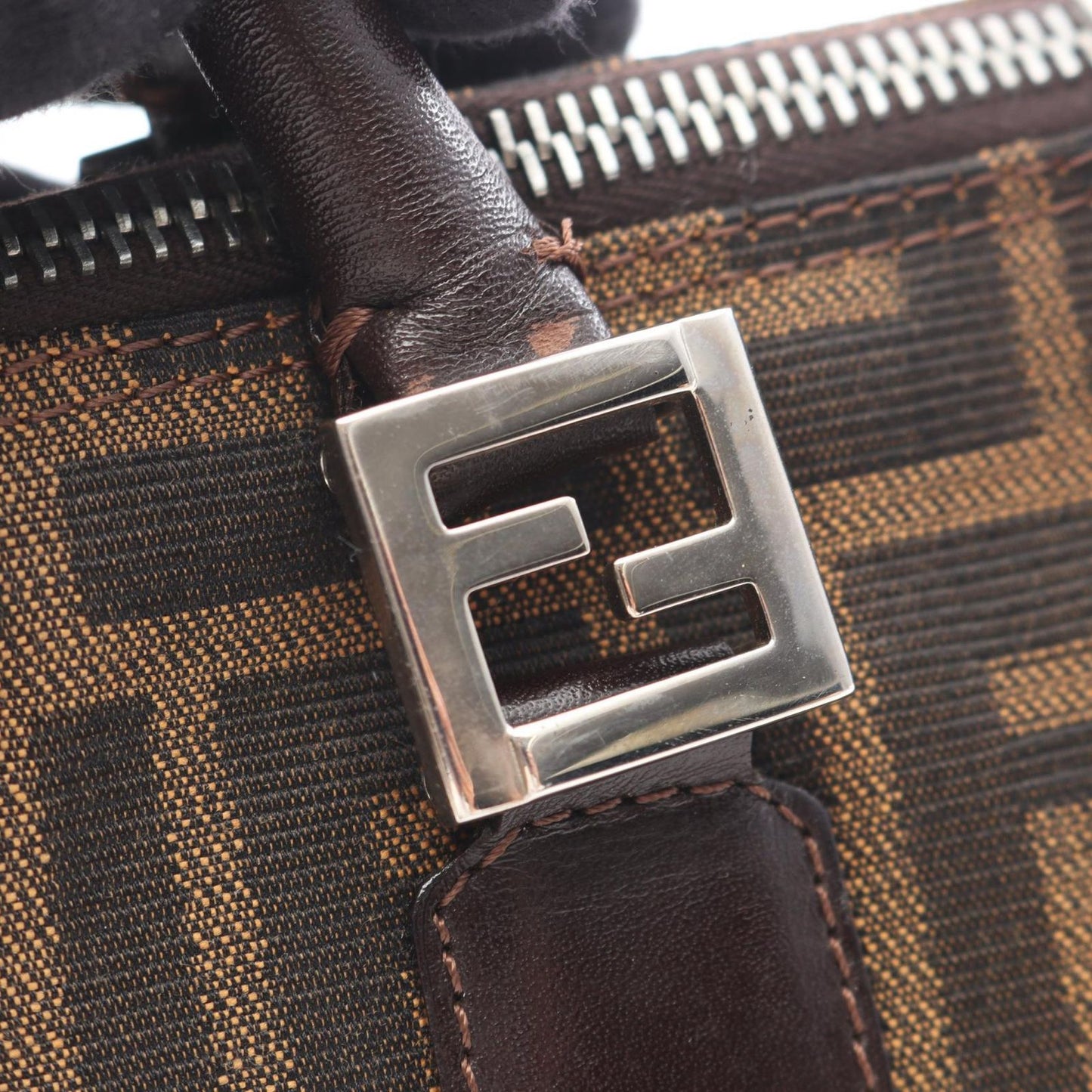 Fendi Handbag Zucca Brown Canvas Leather — view 8