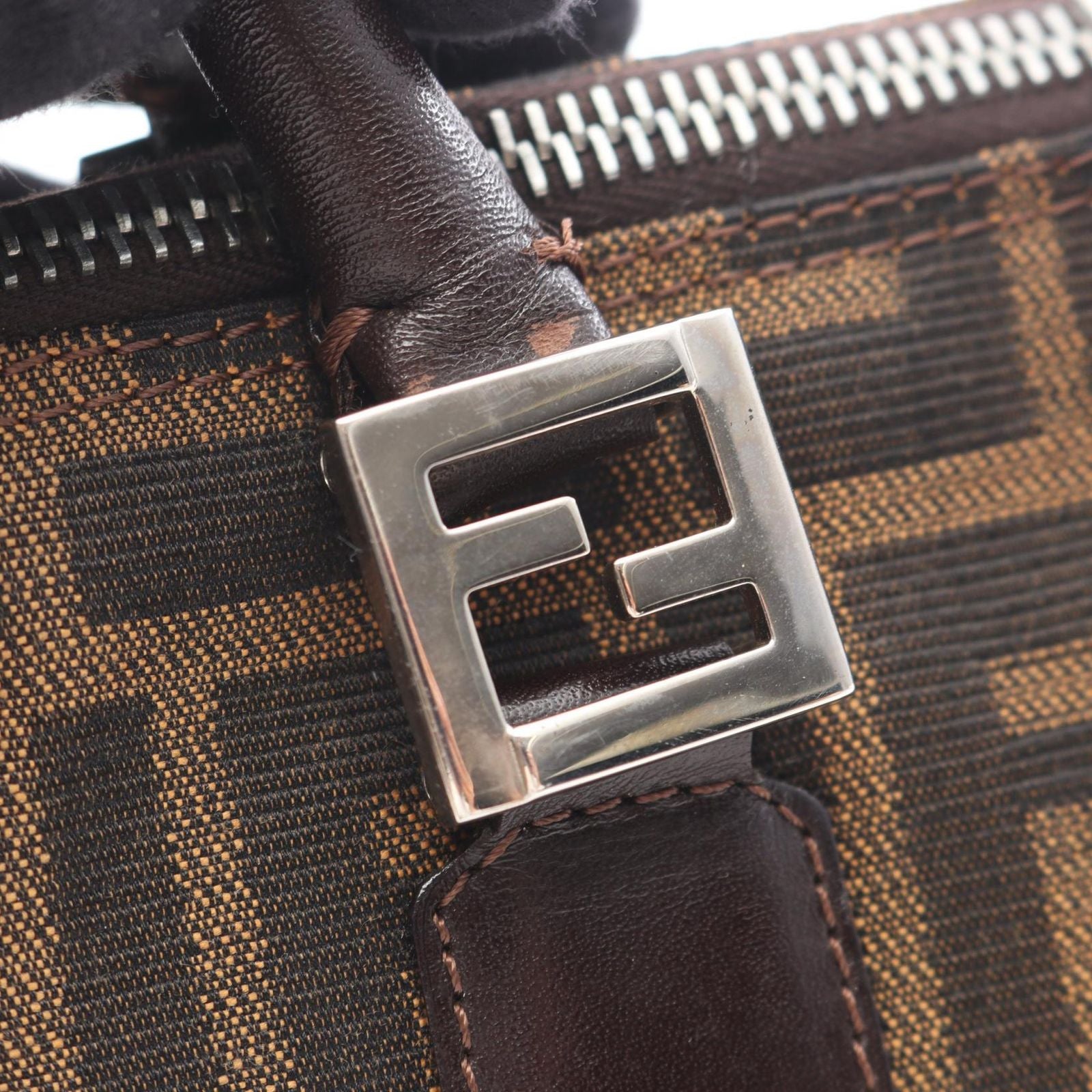 Fendi Handbag Zucca Brown Canvas Leather — view 8
