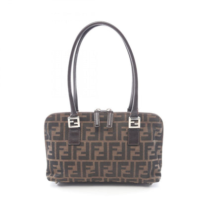 Fendi Handbag Zucca Brown Canvas Leather