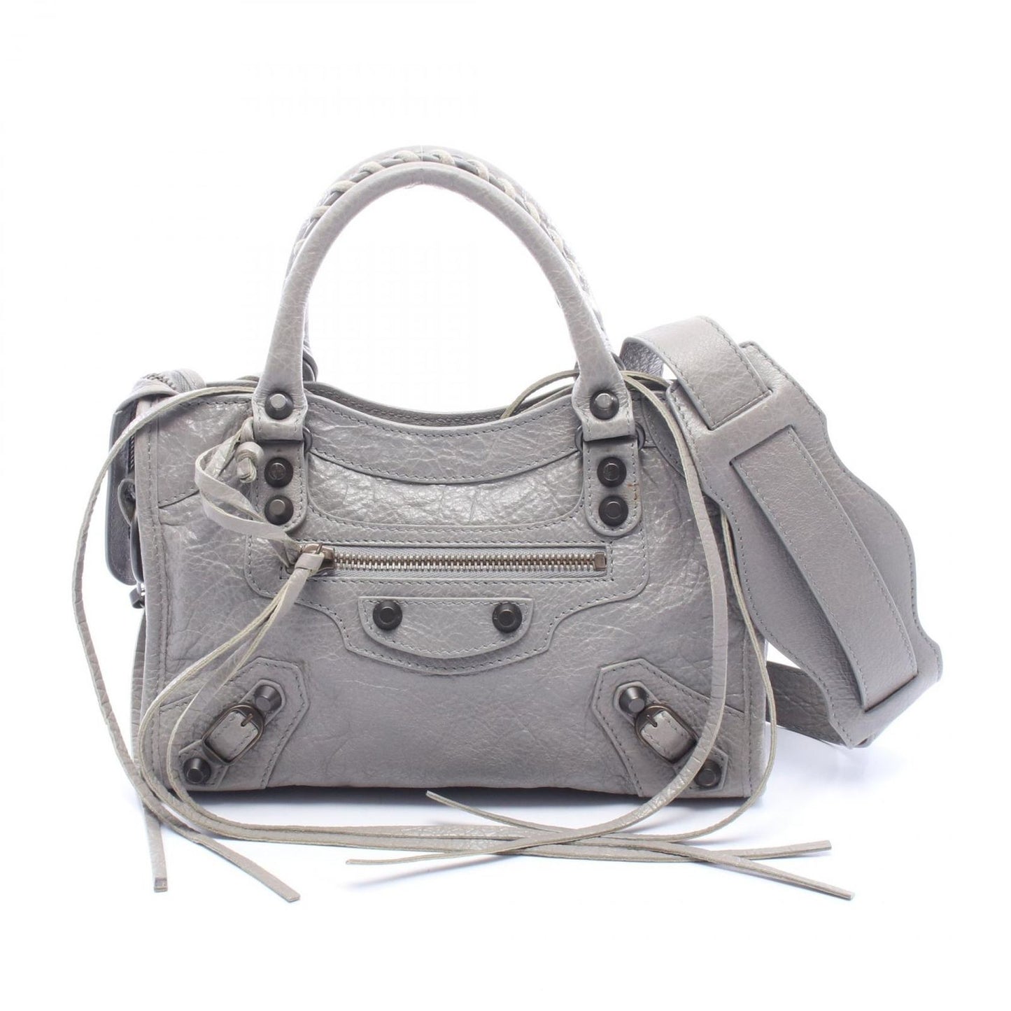Balenciaga Handbag Classic Mini City 2-Way Gray Leather Bag