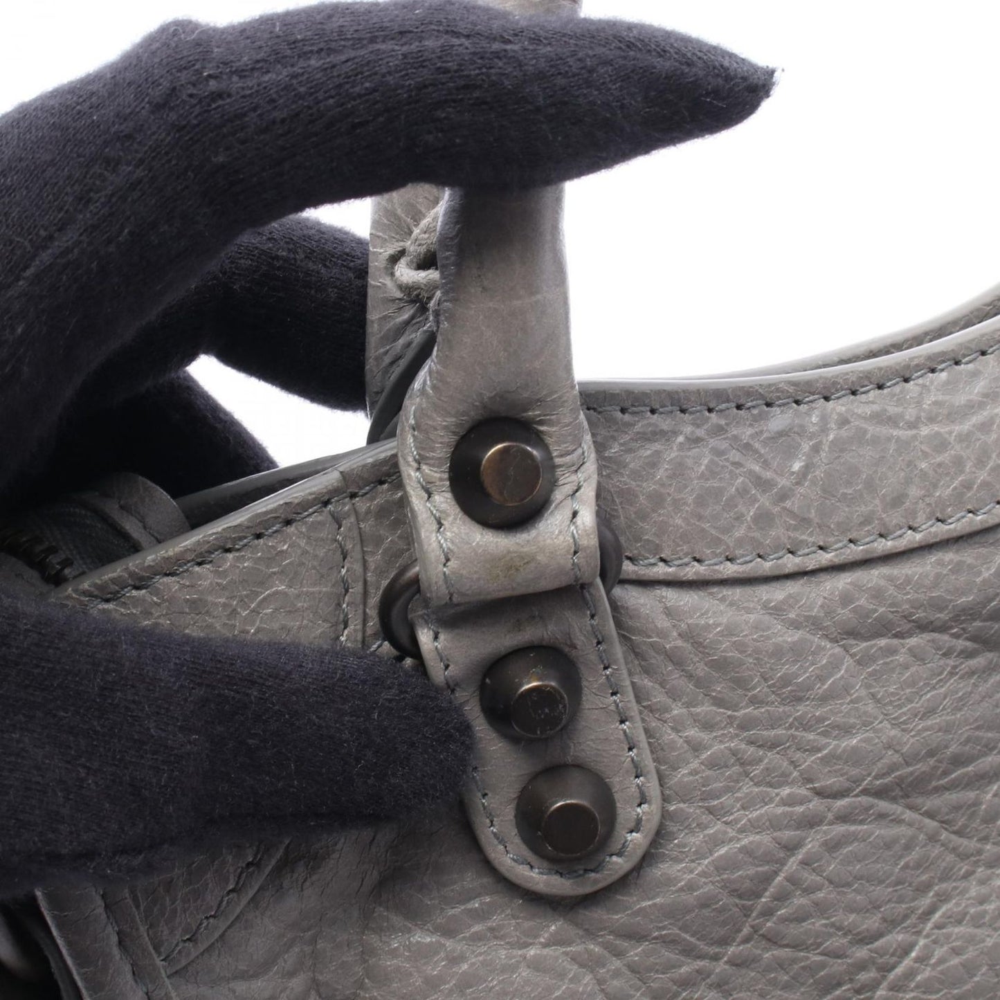 Balenciaga Handbag Classic Mini City 2-Way Gray Leather Bag — view 8