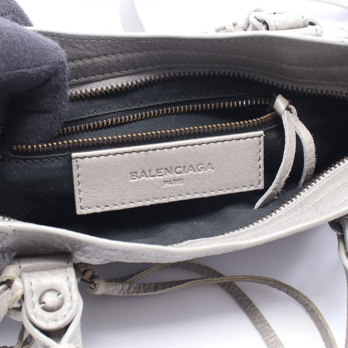 Balenciaga Handbag Classic Mini City 2-Way Gray Leather Bag — view 4