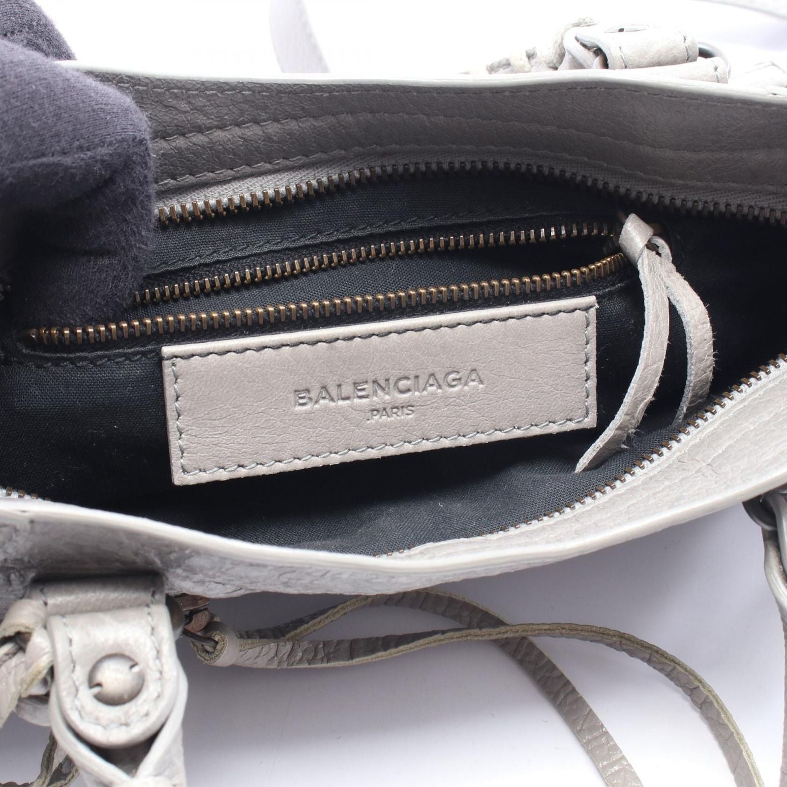 Balenciaga Handbag Classic Mini City 2-Way Gray Leather Bag — view 4