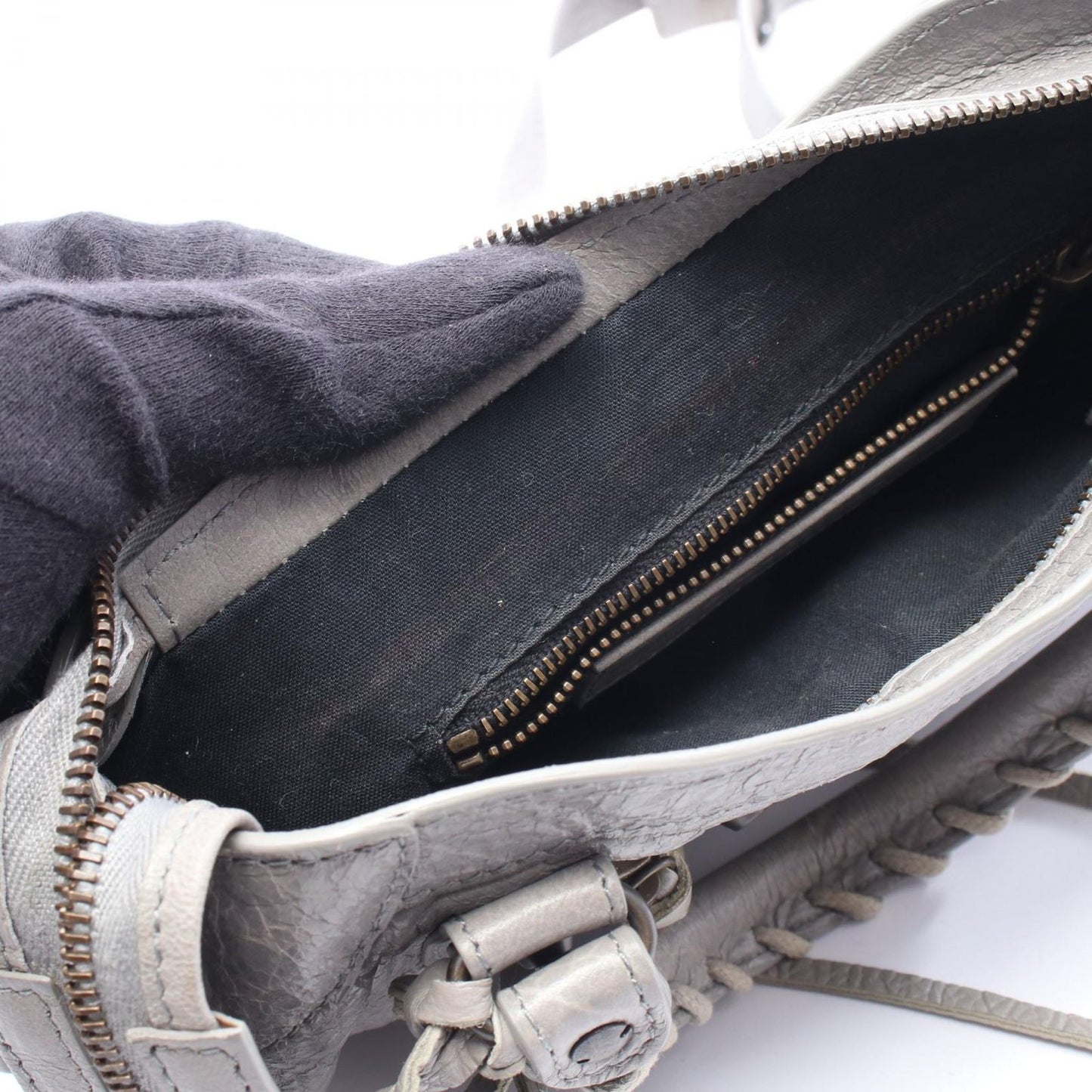 Balenciaga Handbag Classic Mini City 2-Way Gray Leather Bag — view 6