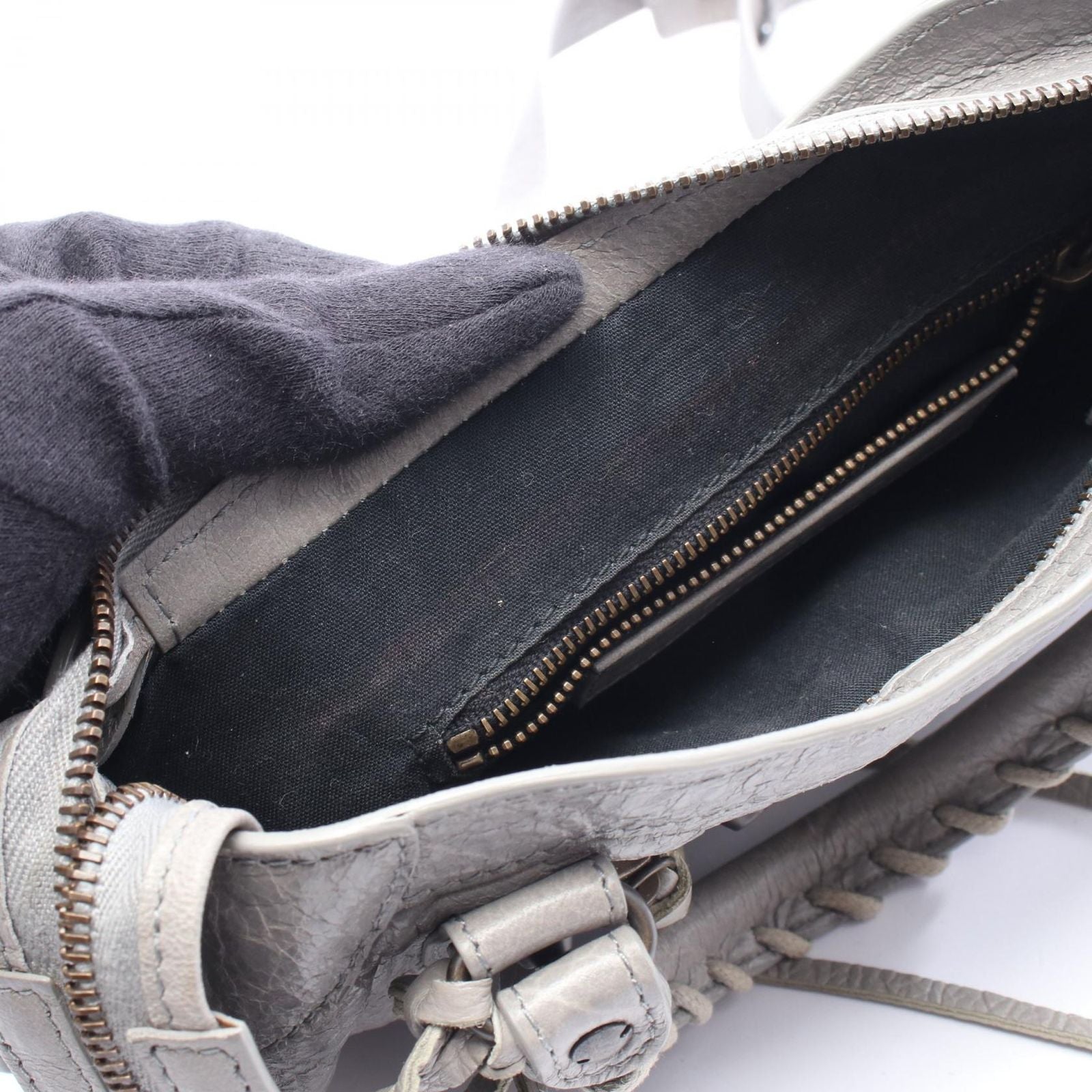 Balenciaga Handbag Classic Mini City 2-Way Gray Leather Bag — view 6