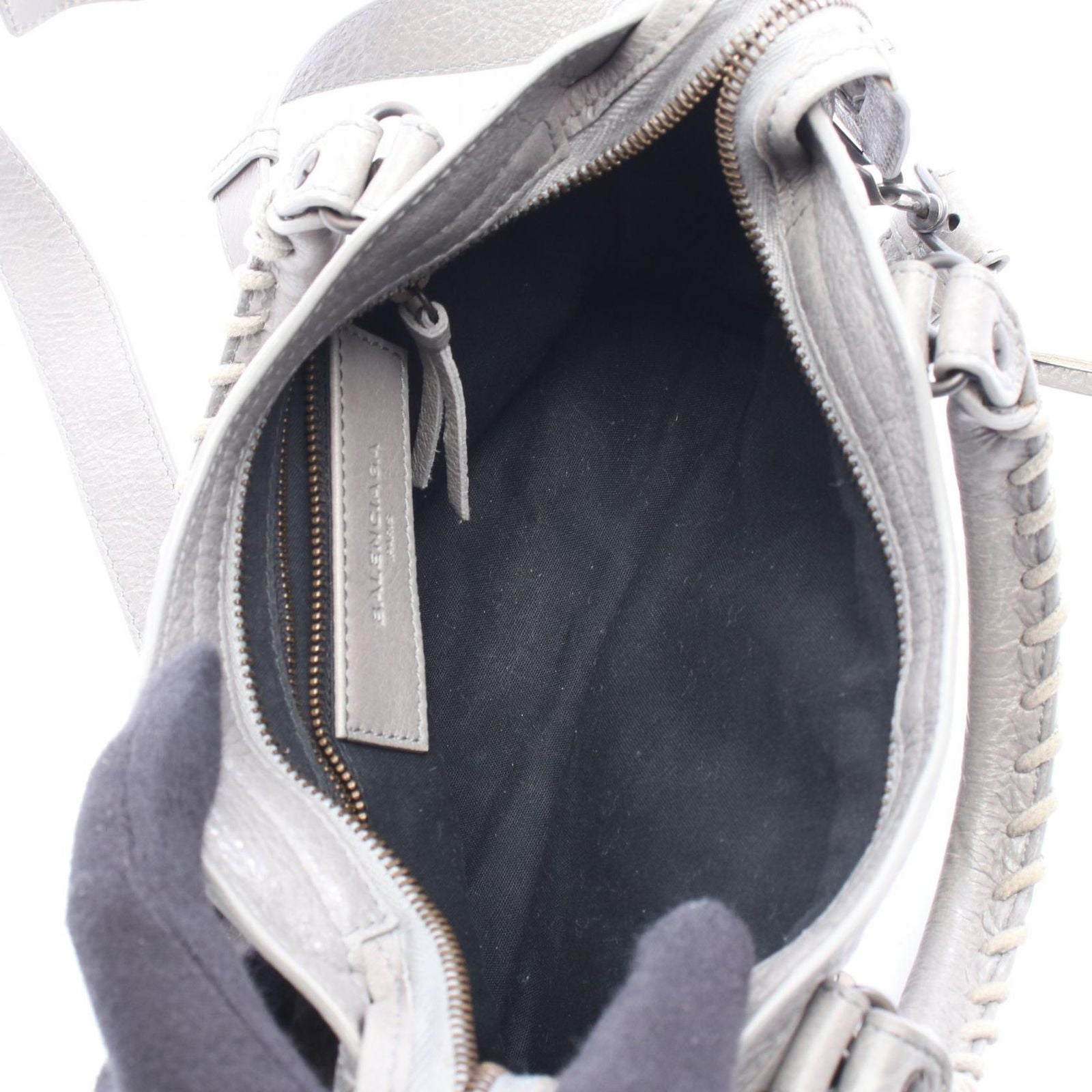 Balenciaga Handbag Classic Mini City 2-Way Gray Leather Bag — view 3