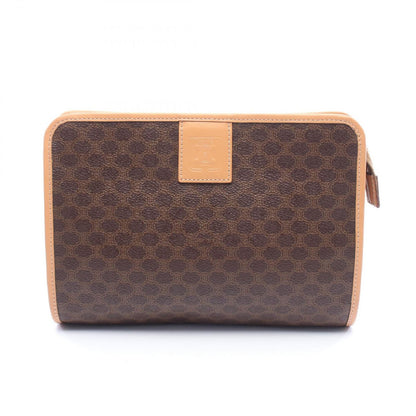 Celine Clutch Macadam Dark Brown Canvas Leather