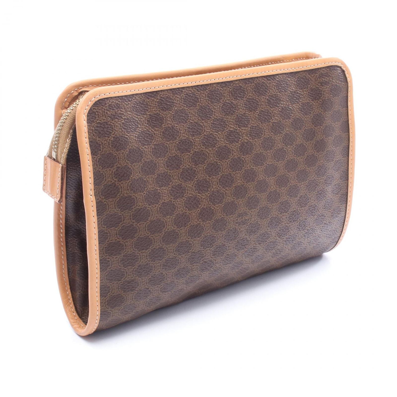 Celine Clutch Macadam Dark Brown Canvas Leather — view 2