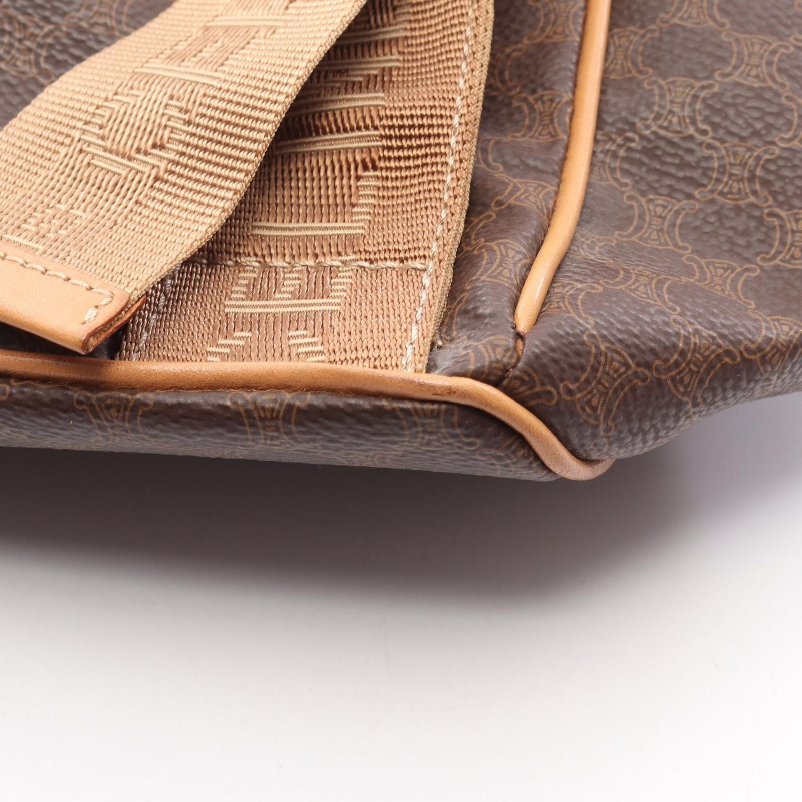 Celine Backpack Macadam Dark Brown Canvas Leather — view 8