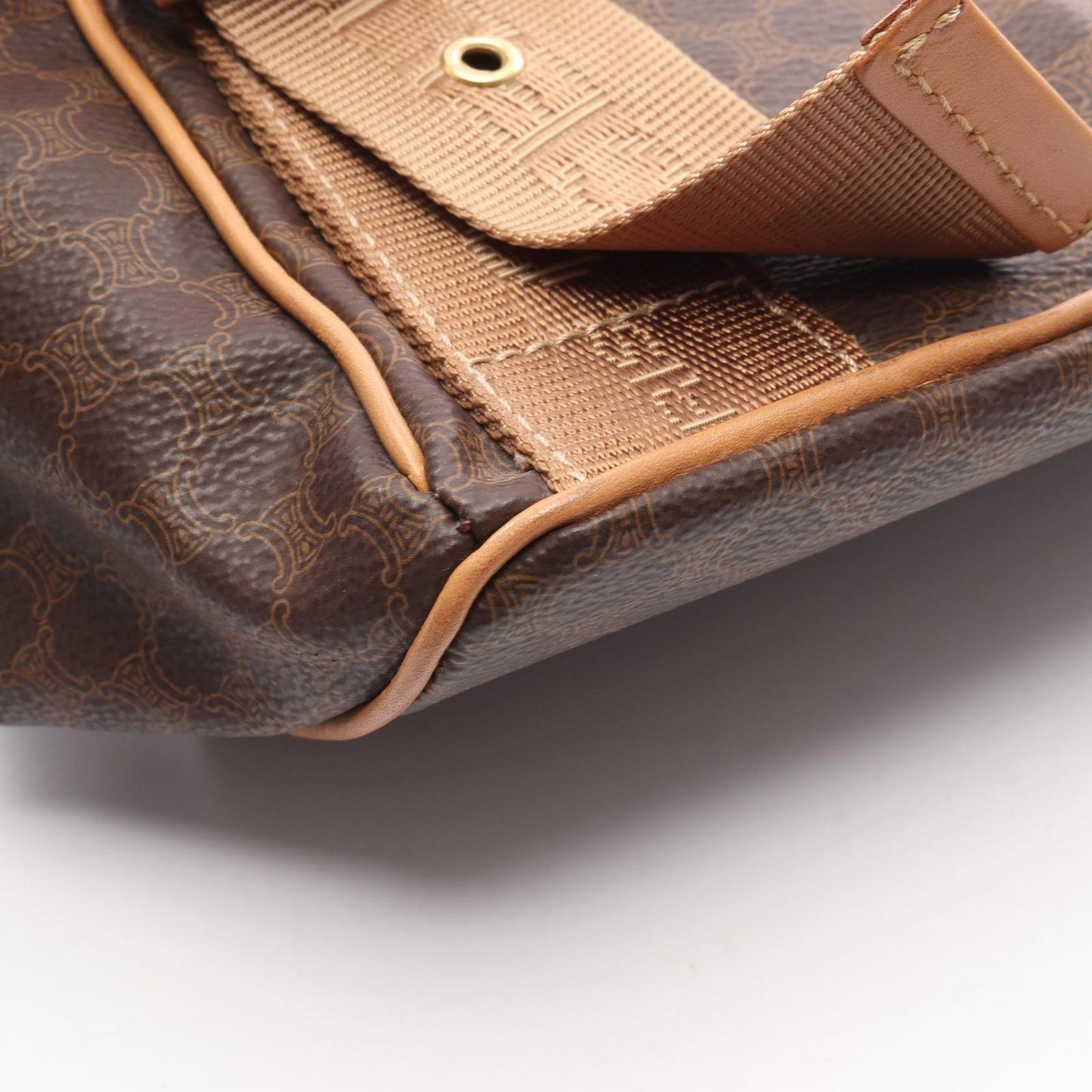 Celine Backpack Macadam Dark Brown Canvas Leather — view 9