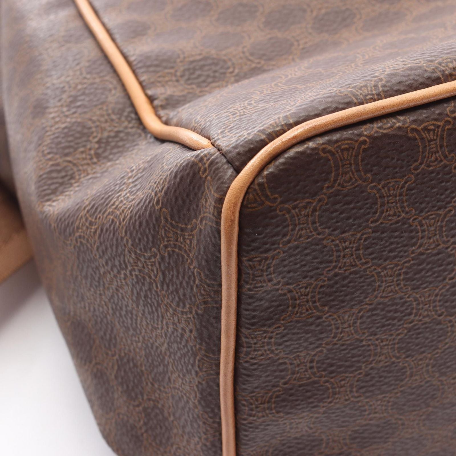 Celine Backpack Macadam Dark Brown Canvas Leather — view 6