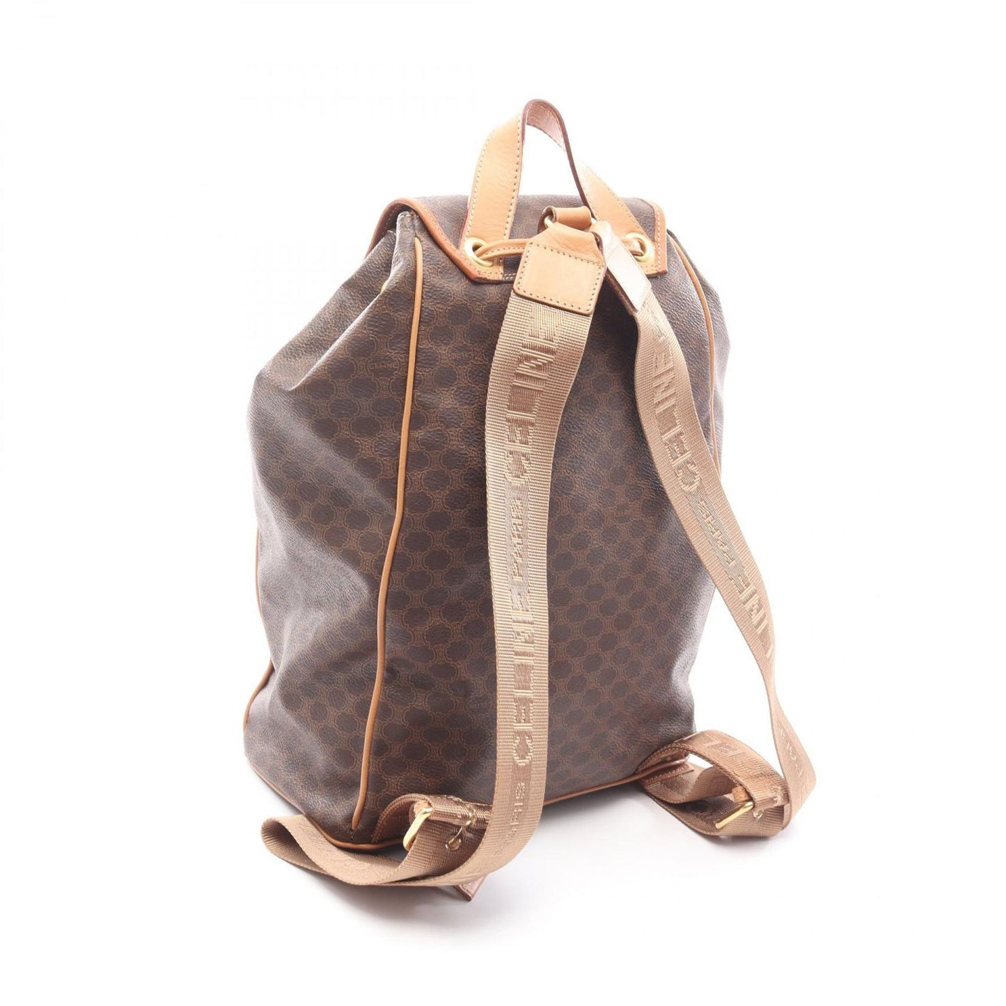 Celine Backpack Macadam Dark Brown Canvas Leather — view 2