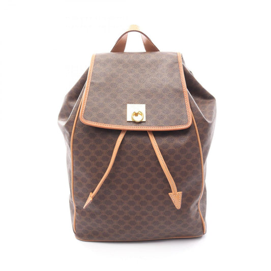 Celine Backpack Macadam Dark Brown Canvas Leather