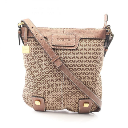 Loewe Shoulder Bag Anagram Brown Canvas Leather