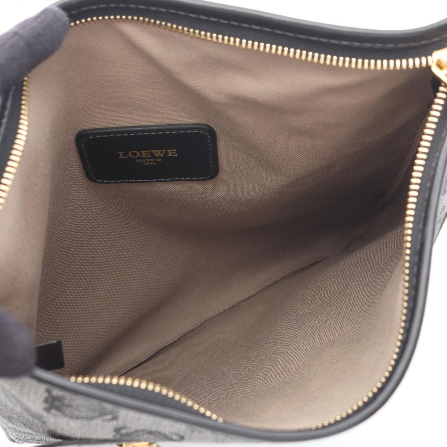 Loewe Shoulder Bag Anagram Gray Black Canvas Leather — view 3